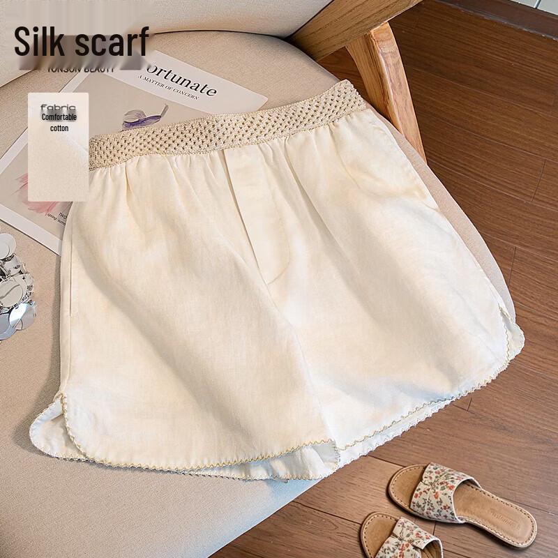 Women s High-Waisted Woven Patchwork Linen Blend Shorts XL