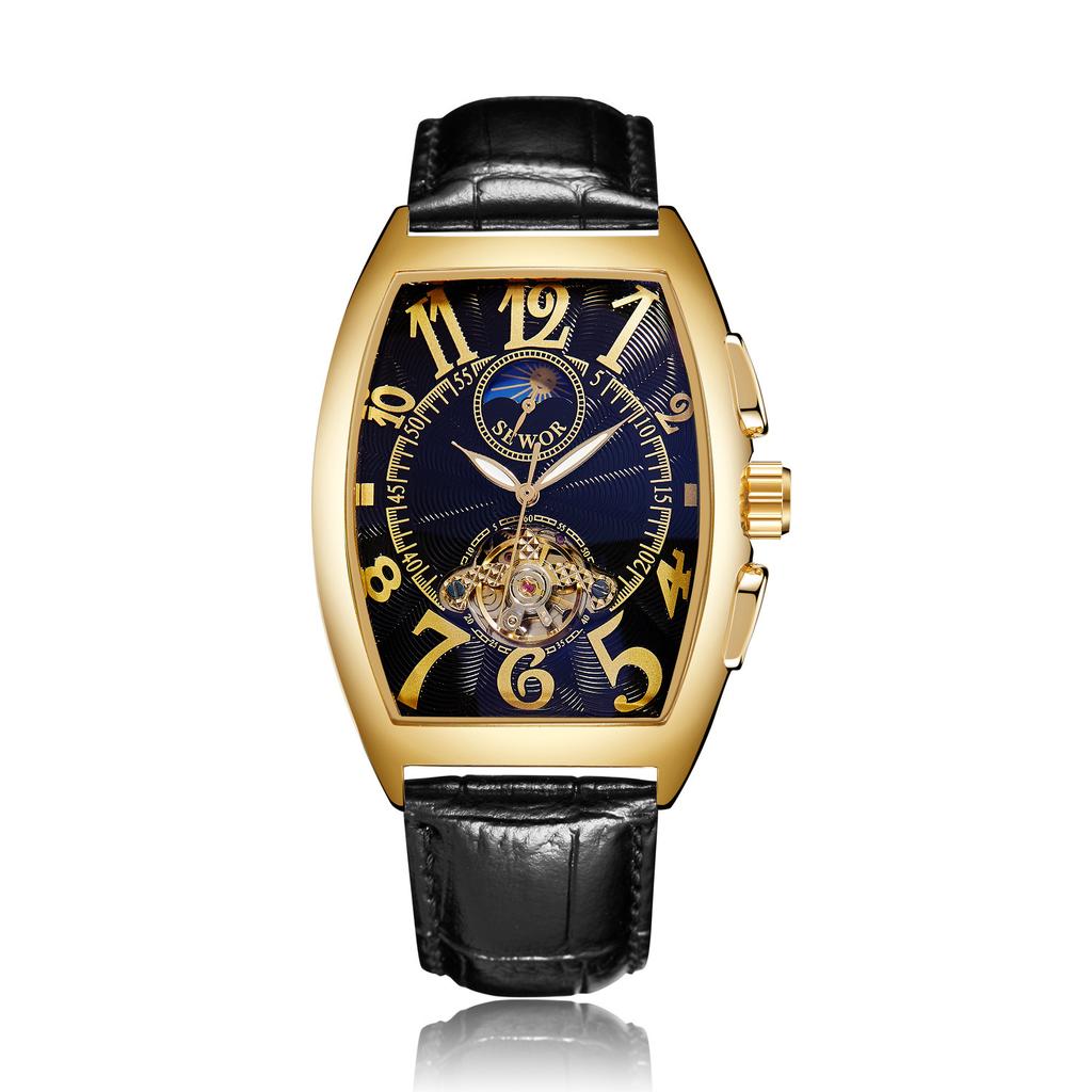 Men'S Mechanical Watch Waterproof Wine Barrel Type Hollow Belt Men'S Watch Personality Social Guy Men'S Watch