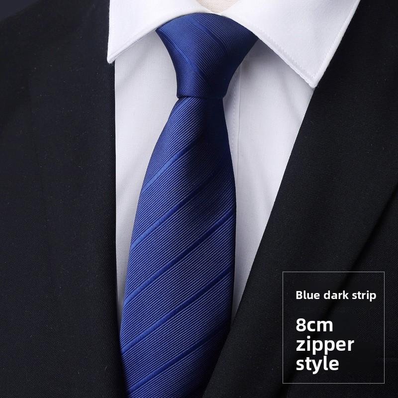 Men Kids Striped Pattern Tie With Zipper Closure For Formal Ceremonies