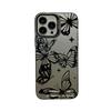 Black butterfly is suitable for Apple 16promax mobile phone case iPhone15 color silver 13 anti-drop 14 high-quality laser.