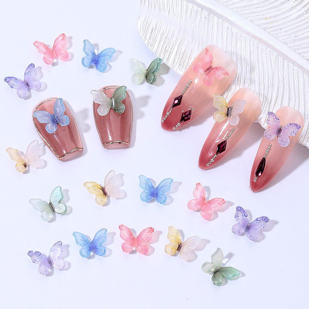 Resin Butterfly Nail Art Accessories Fairy Cute Three-Dimensional Versatile Transparent Ribbon Bow Nail Accessories