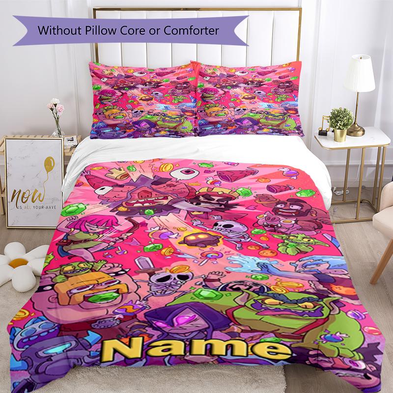 3pcs Custom Name Clash Royale Bedding Set Duvet Cover Closure Includes 1 Duvet Cover & 2 Pillowcases, Soft and Comfortable for All Seasons.