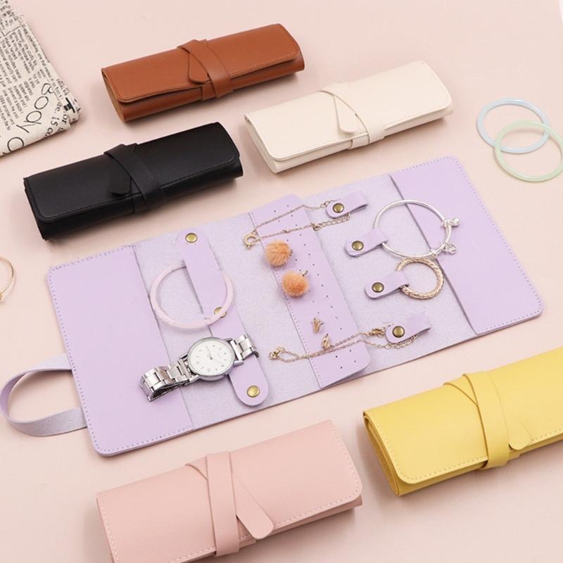 Elegant Jewelry Travel Storage Case Small Organizers with Multiple Compartments Pockets Home Accessory for Valuables