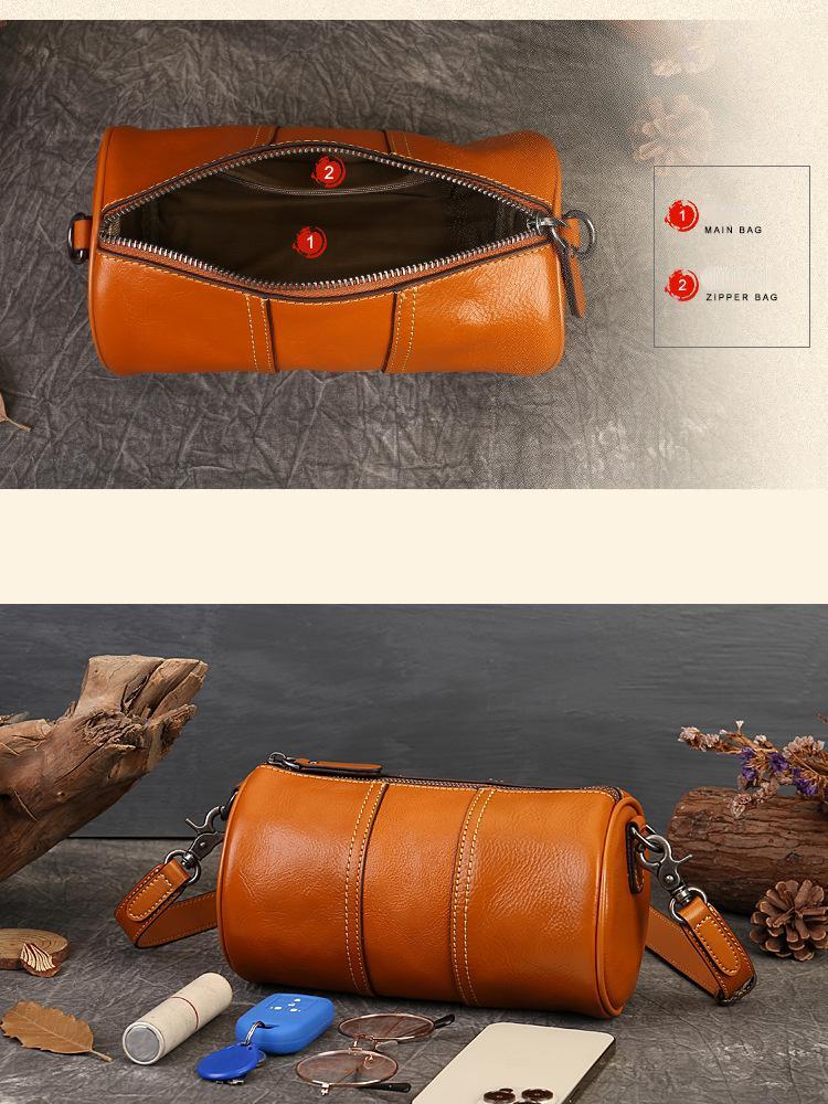 Johnature Geantă de pernă pentru femei din piele naturală, de culoare solidă, naturală, moale, de umăr și genți crossbody