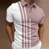 Men's Button Polo Shirt, Collar Short Sleeved Shirt, Button Striped Collar Casual Sportswear, Trendy T-shirt