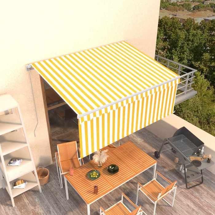 Exclusive House - Manual Retractable Awning with Blind 3.5x2.5 M Yellow and White