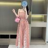 Holiday Style Plaid Splicing Lace Tube Top Dress Women's Spring and Summer New Retro French Waist Dress