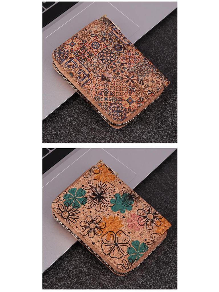 Retro Wood Grain Bohemian Wallet: Multifunctional Short Ladies’ Card Holder Bag