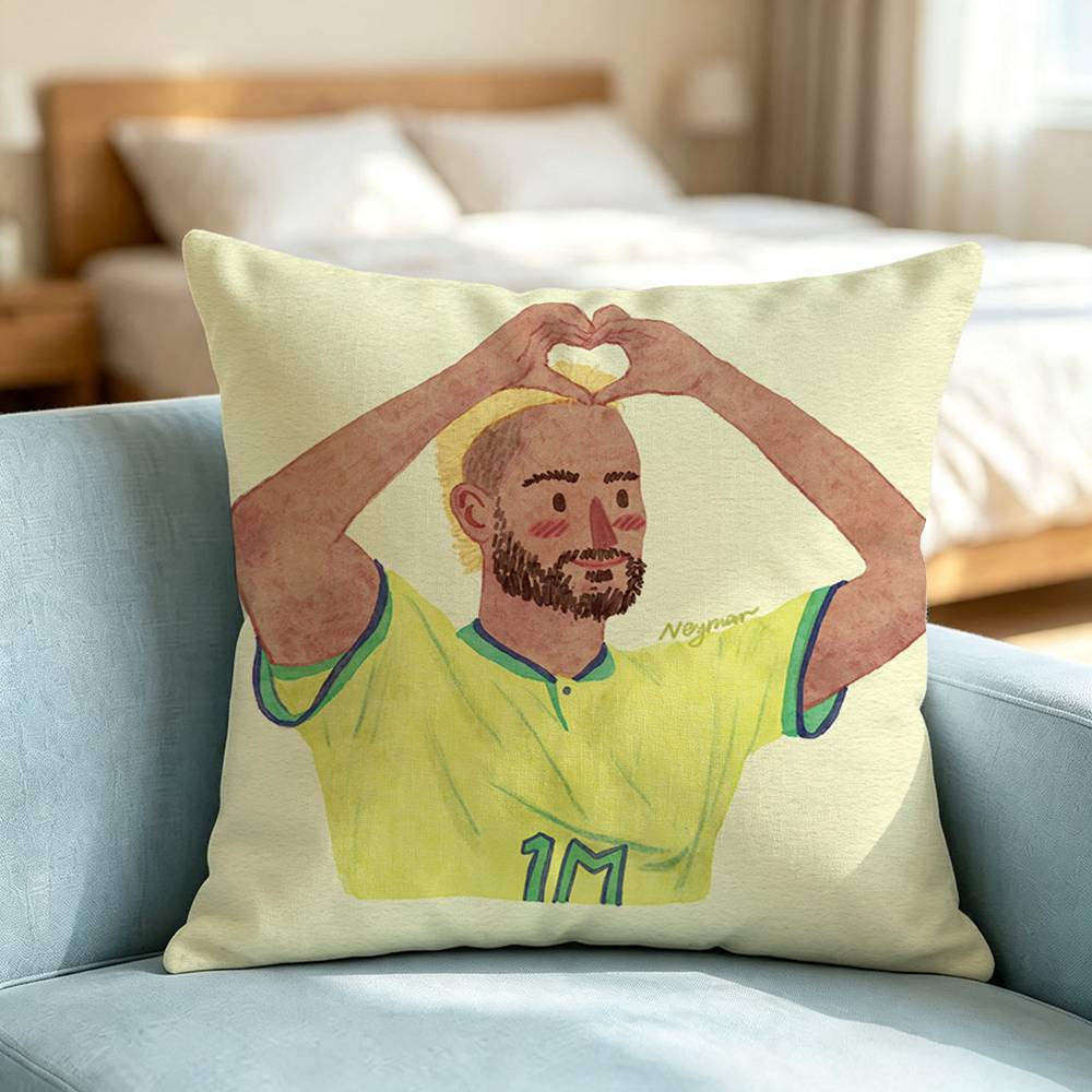 Neymar-R Football Sport-S Pillow Case Square Double-Sided Sofa Cushion Cover Bedroom Bedside Pillow Gift