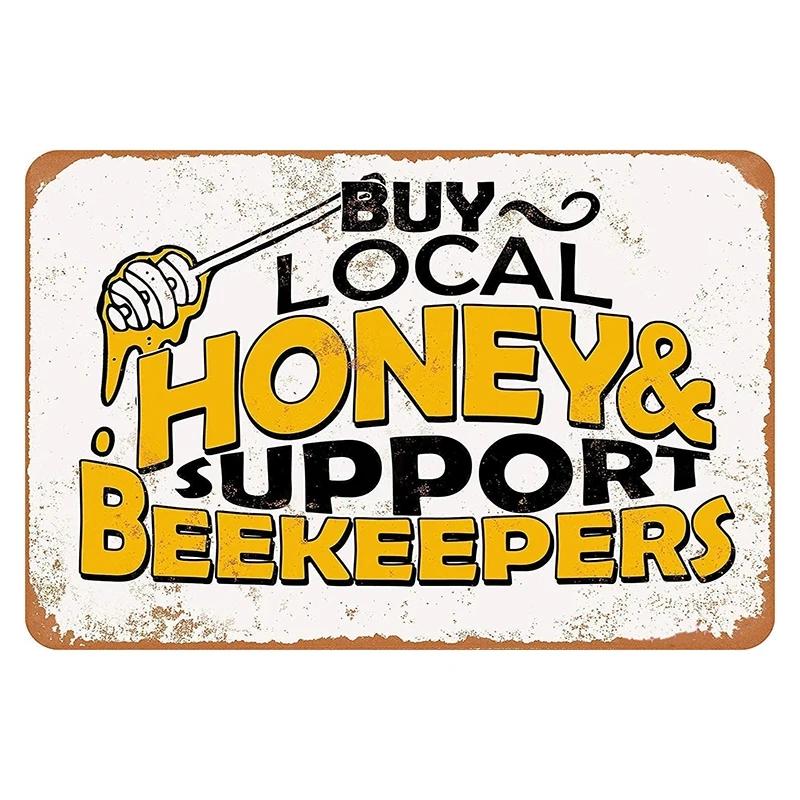 Var Glad Metallplåtskylt Solskenshonungsbi Biodlare Sloganer Retro Vintage Plåtdekoration Väggdekoration Poster