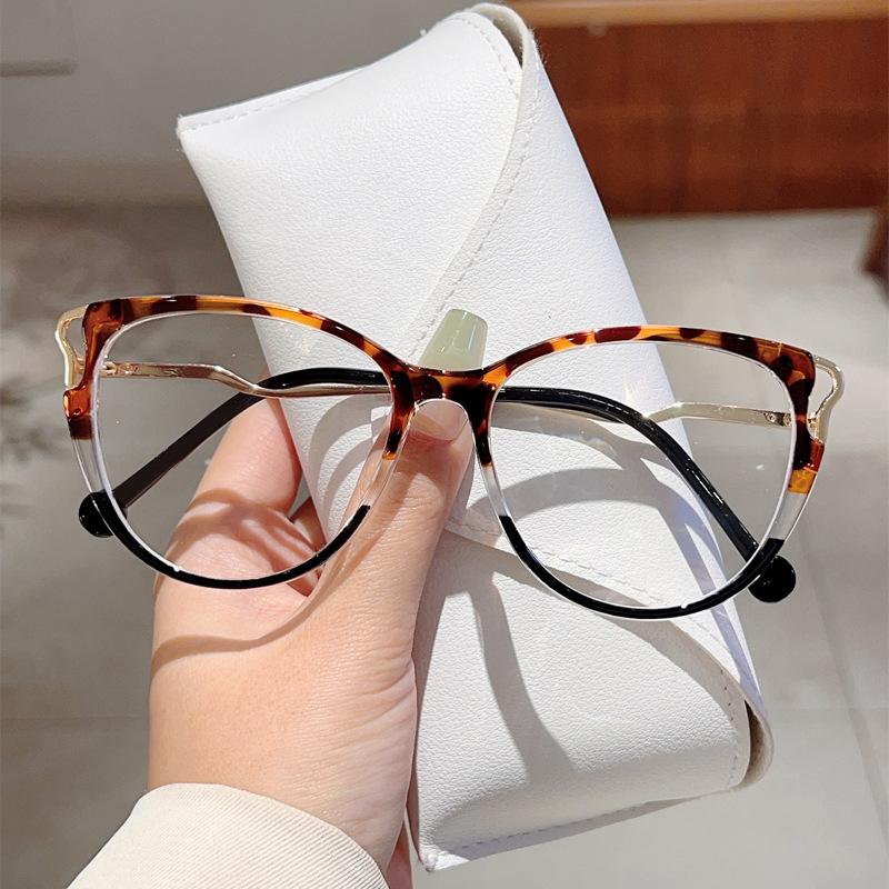New cat eyes fashionable women's anti blue light glasses fashionable printed glasses frame anti blue light computer goggles