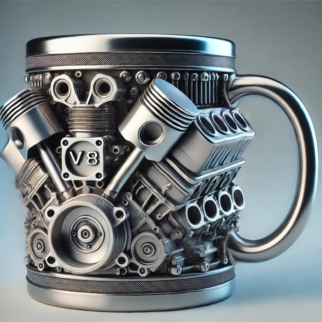 

V8 Engines Stainless Steel Cup,Personalized Coffee Mug with Insulated Handle,Perfect for Car Lovers Gifts,Mechanics, Christmas,Living room decoration High performance engines