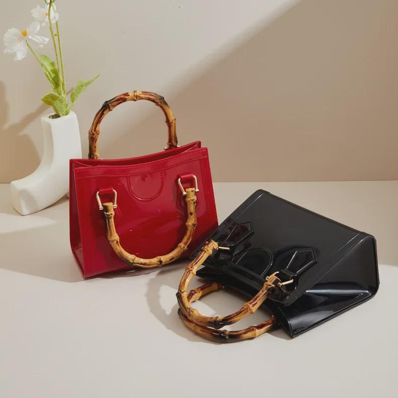 Bohao Bamboo PVC Square Barbie Jelly Crossbody: Stylish, Versatile, Dirt-Resistant, and Easy-to-Clean Summer Women's Evening Bag.