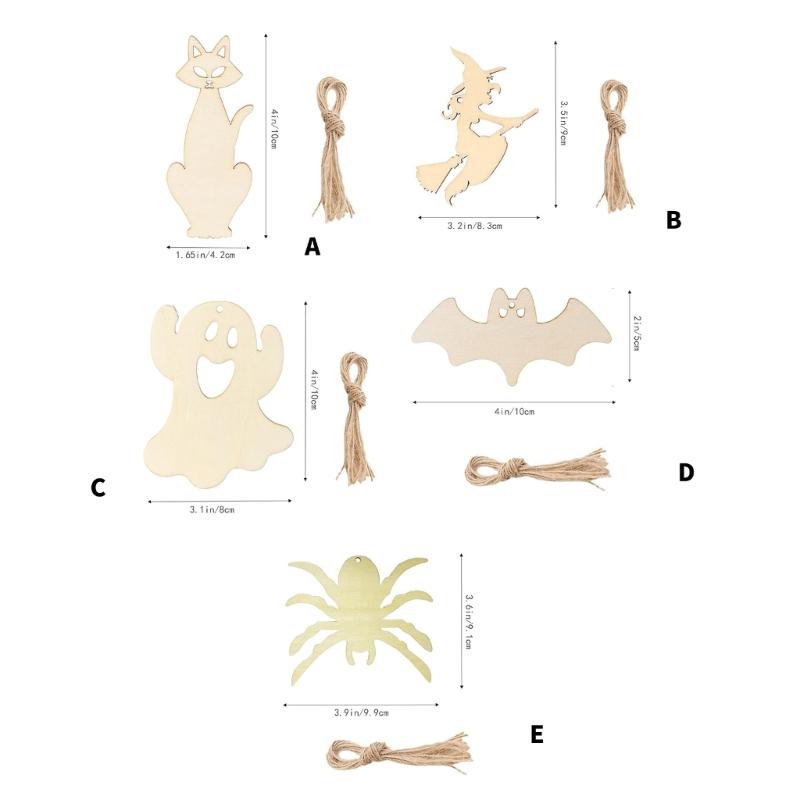 20PCS Handmade Wood Hanging Halloweens Decorations Easy Assembly Holiday Craft Project for Kids Adults