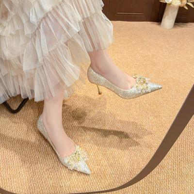 2025 Spring and Summer Elegant Beautiful Comfortable High Heels Pointed Not Tired Feet Shallow Mouth Stiletto Single Shoes