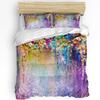Fiori di Vite Primaverili Blu Viola Copripiumino con Federa Set Letto Personalizzato 3 pezzi Copripiumino Letto Matrimoniale Tessile per la Casa