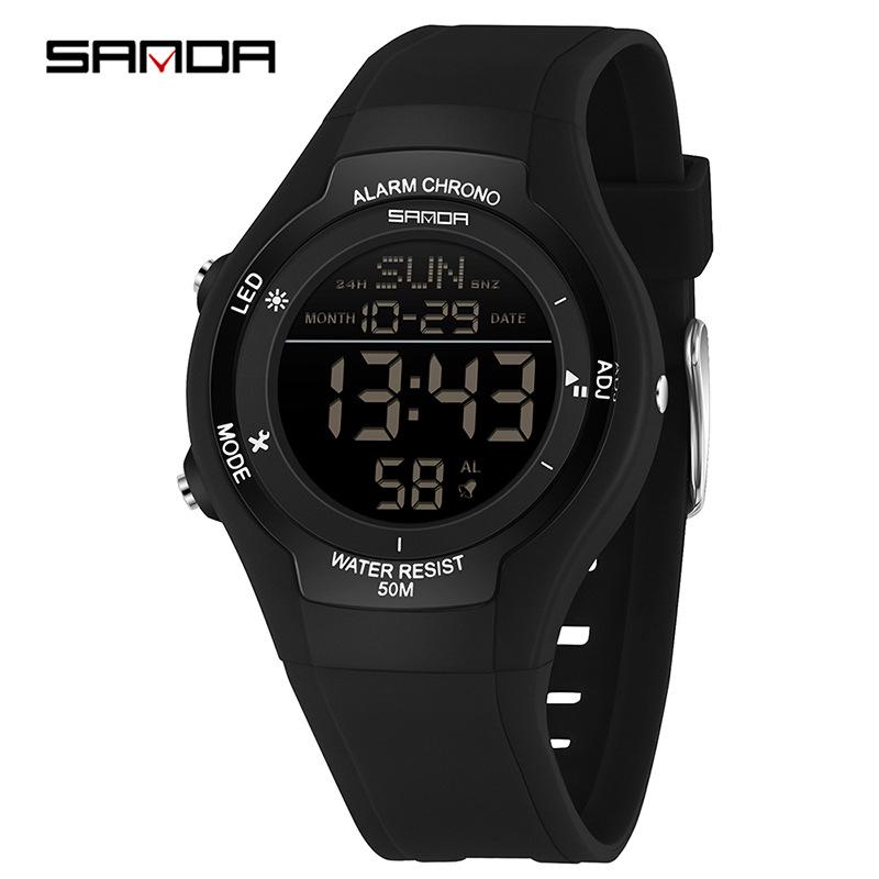 Sanda Multifunctional Dual-Time Sports Watch for Teens - Stopwatch, Waterproof, Luminous, Electronic