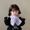 Cute Solid Color Bowknot Scarf Casual Warm Kids Plush Scarf Korean Style Windproof Children's Cross Scarves Outdoor