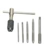 3-6mm T Shaped Tap Wrench Set with 5 Hand Taps Tapping Screwdriver Wrench for M3 M8 Threading Tasks