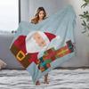 TU Santa Claus Throw Blanket Cozy Christmas Gift Reindeer Festive Holiday Decor Soft Warm Flannel Blanket Bedding Living Room