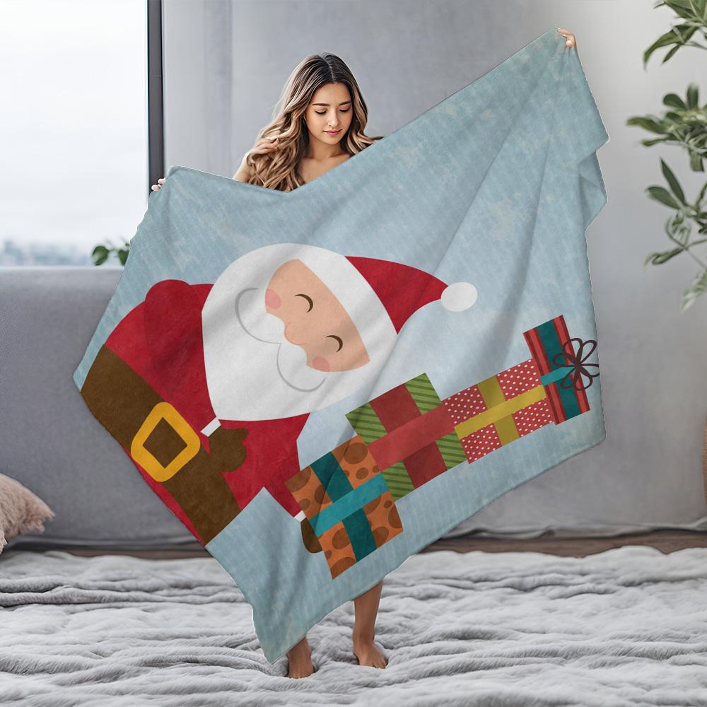 TU Santa Claus Throw Blanket Cozy Christmas Gift Reindeer Festive Holiday Decor Soft Warm Flannel Blanket Bedding Living Room