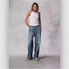 Foreign trade retro mid-waist women's jeans mopping long washed loose wide-leg large-size straight pants