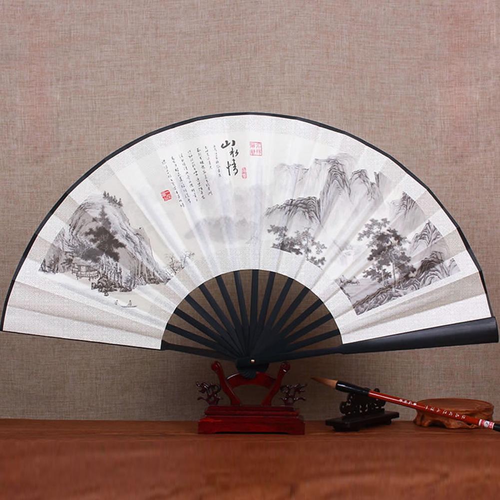 Silk Cloth Chinese Folding Fan 10.6/13 Inches Solid Color Bamboo Antiquity Blank Fan for Calligraphy Painting Writing Home Decor