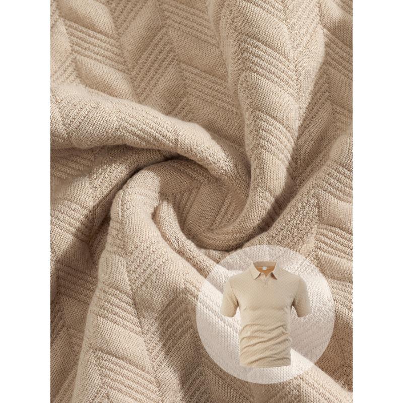 Summer Thin Breathable Sweat Wicking Short Sleeved Loose Casual Solid Color Jacquard Men's Polo Shirts