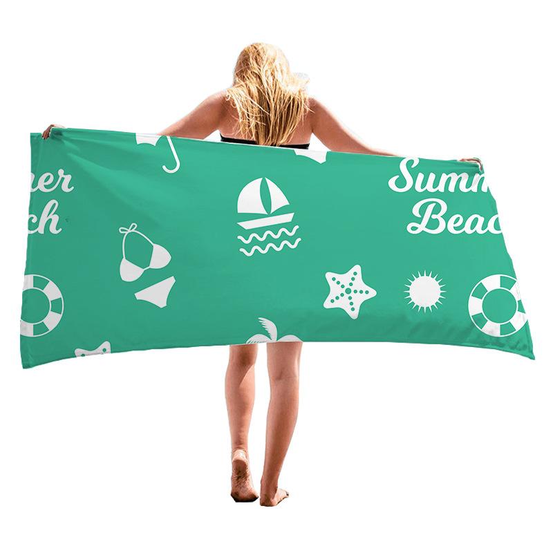 

Simple small pattern square digital-printed polyester Superfine fiber double-sided fleece Beach vacation bath towel, beach towel W40*H60(CM)