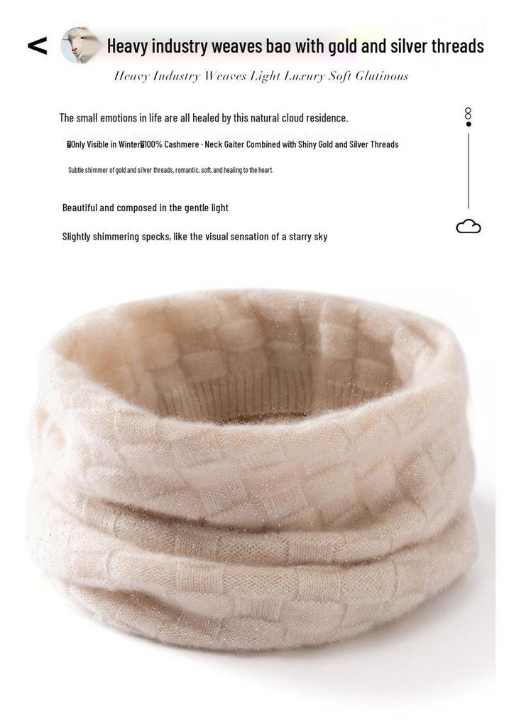 100% Pure Cashmere Plaid Neck Warmer - Thick, Warm, Knitted Scarf