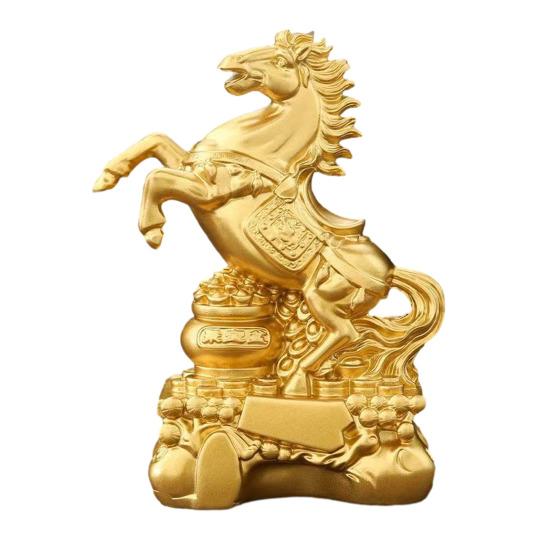 Golden Feng Shui Horse Sculpture 2026 Zodiac Horse Statue Chinese New Year Zodiac Blessing