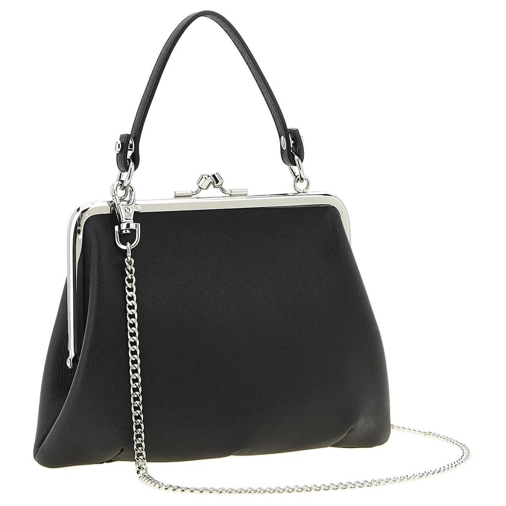 Vivienne Westwood Granny Frame Removable Metal Chain Polyurethane Cotton Tote Bag Women tote bags Black 4B010007WS0021N401