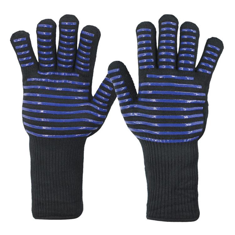 Thickened Aramid BBQ Gloves - 500°F Flame Retardant & Insulated, EN407 Certified, Customizable Anti-Scalding Protection