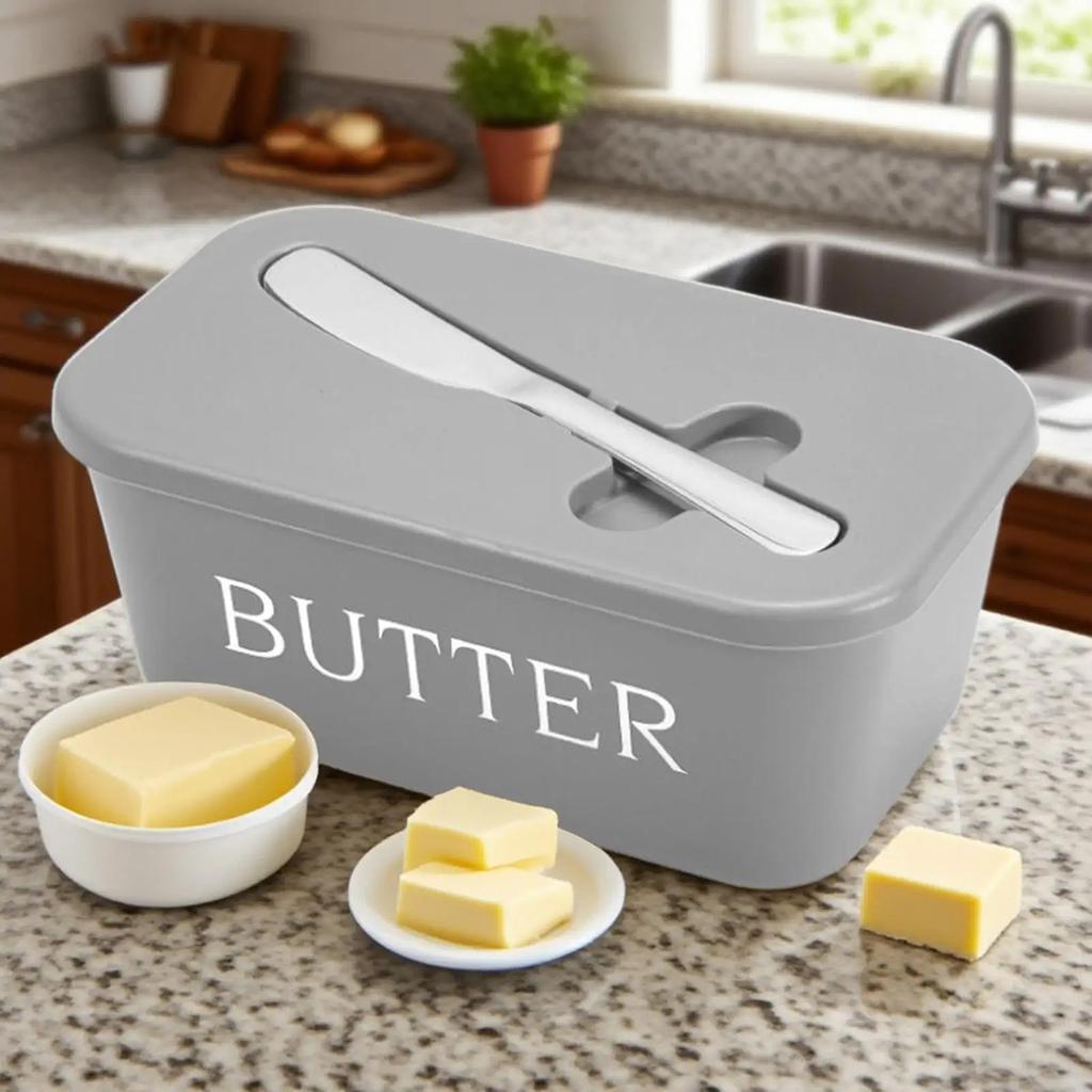 Butter Container Box With Knife Simple Restaurant Sealed Storage Box Cheese Box With Knife Butter Slicer Butter Dish Tableware