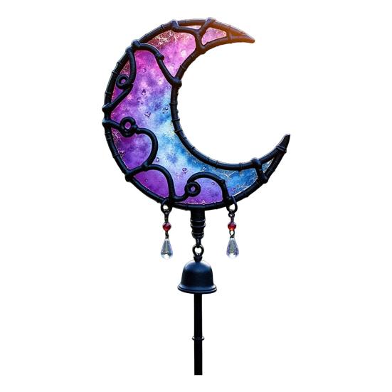 

Металлический колышек для сада в виде полумесяца, синее и фиолетовое украшение в виде луны для цветника, сада ... B