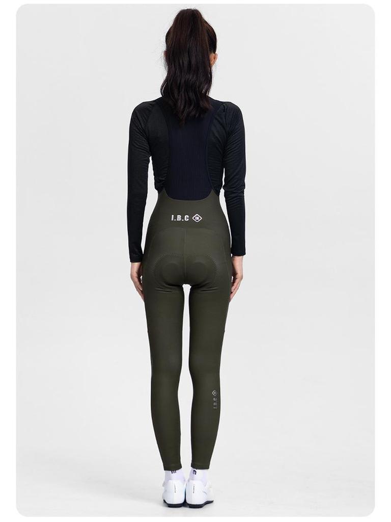 INBIKE Women's Fleece Cycling Bib Pants with High Waist, Pockets, and Belt for Autumn/Winter Road Biking