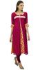 Bimba Georgette Maroon Straight Kurta Tunic Top Collar Neck 3 4 Sleeve Kurti
