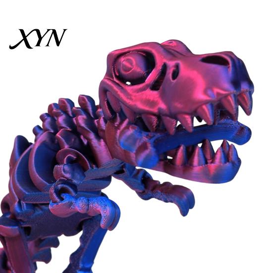 Tyrannosaurus Rex Model 3D Printed Dinosaur Figure, Movable Joints Smooth Opening Decoration, Figure Toy Gradient Metallic Texture Mini Bone