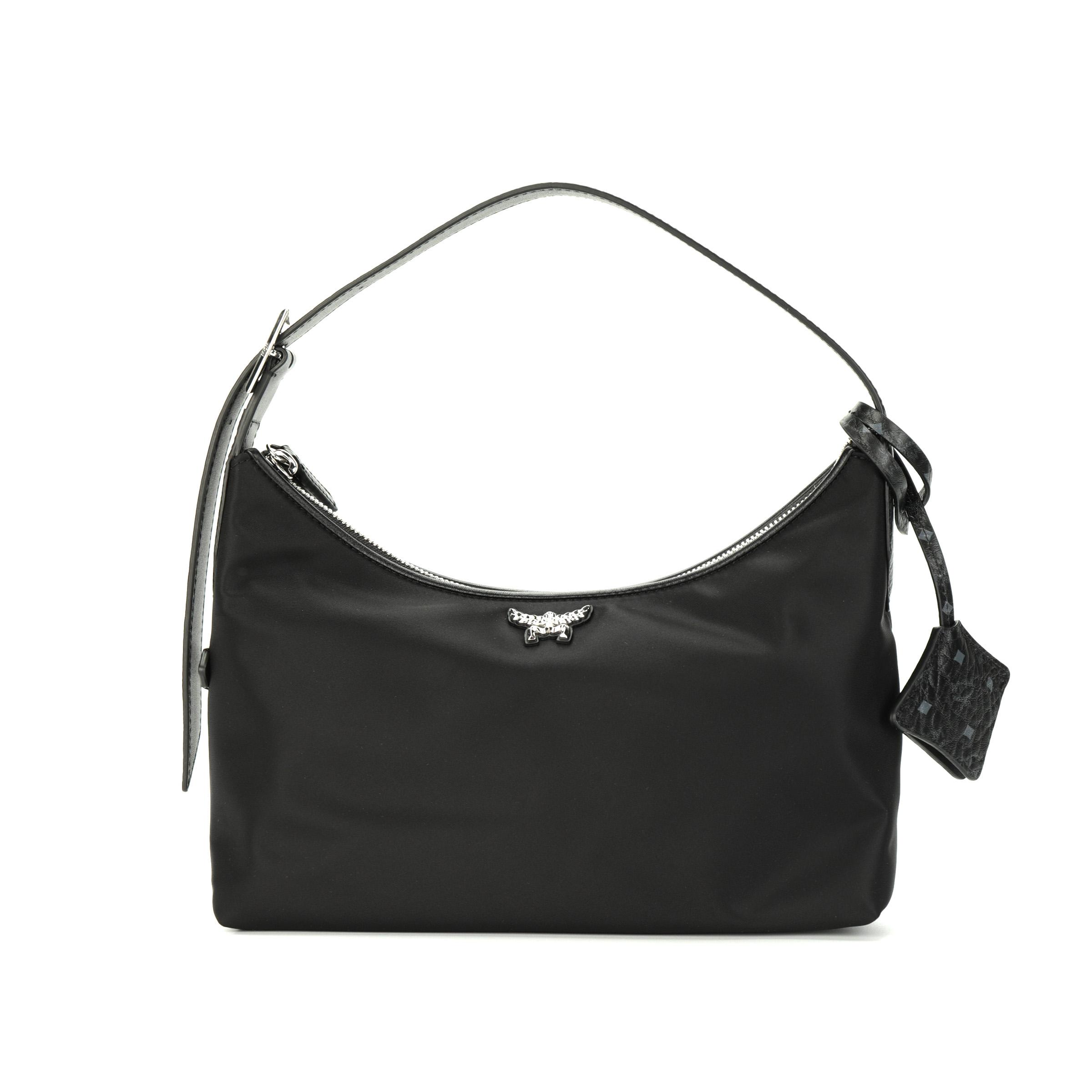 

MCM Black Nylon Hobo Shoulder Bag with Visetos Charm for Daily Use Basic Set (Bag+Dust Bag)