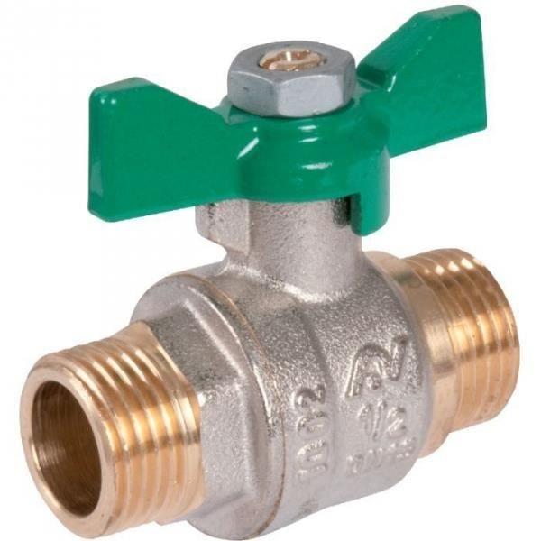Vanne à boisseau sphérique - SFÉRACO - Série NF - Laiton nickelé - Filetage 3/4" (20x27) - Manette verte