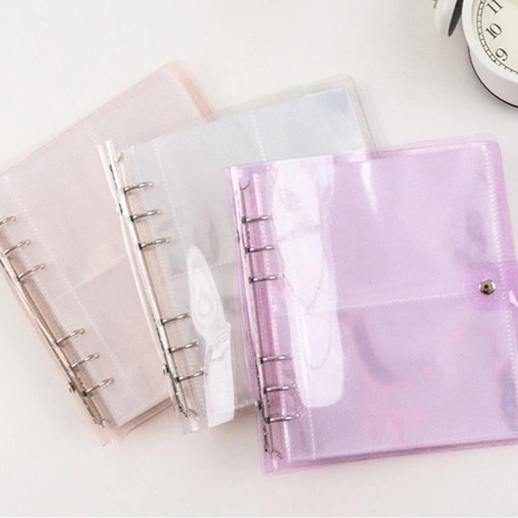 Minimalistyczny album na zdjęcia 3x5 z brokatem, segregator 6-pierścieniowy z kieszonkami z PVC