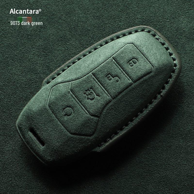 Full-Coverage Suede Key Case for BYD D9, N7, N8, and X with Side Snap Button