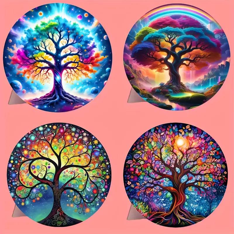 6pcs Tree of Life Cup Mat Set - Unique Home/Kitchen/Cafe Decor and Thoughtful Gift Set with Arts and Crafts