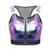 Dames Punk Stijl Crop Tanktop Metaalachtig Glanzend Doorzichtig Mesh Patchwork Verstelbare Bandjes Rits aan de Voorkant Cutout Vest