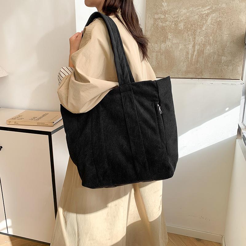 Corduroy Shoulder Bag Tote Bag Winter New Korean Version Casual Fashion Simple Large Capacity Commuter Women's Bag