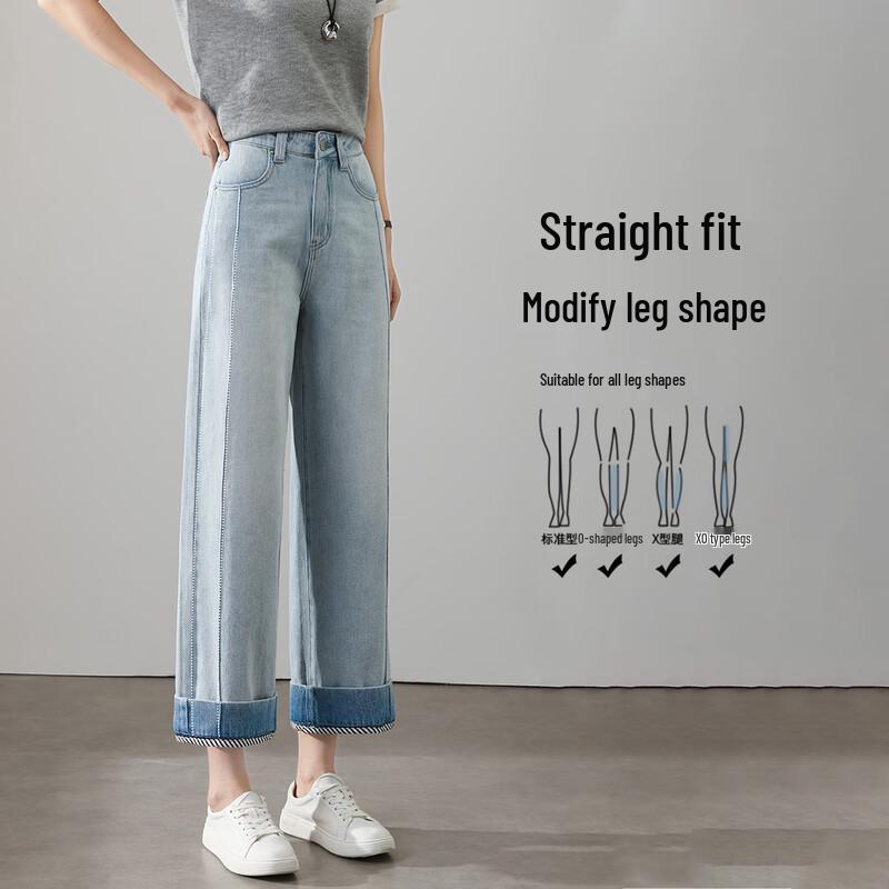 Women s Summer High-Waist Straight-Leg Jeans XL