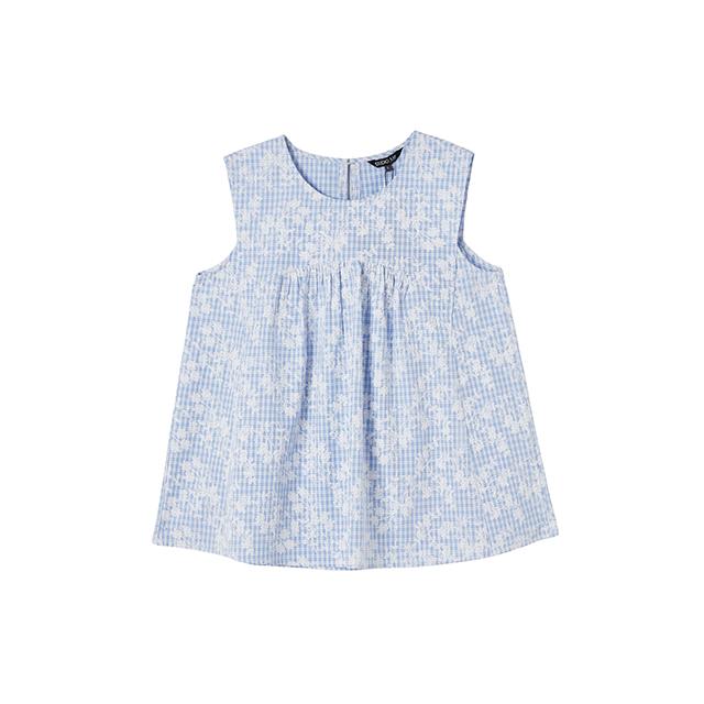 Rap Embossed Shirred Sleeveless Blouse Aq2Wb564 Black/S