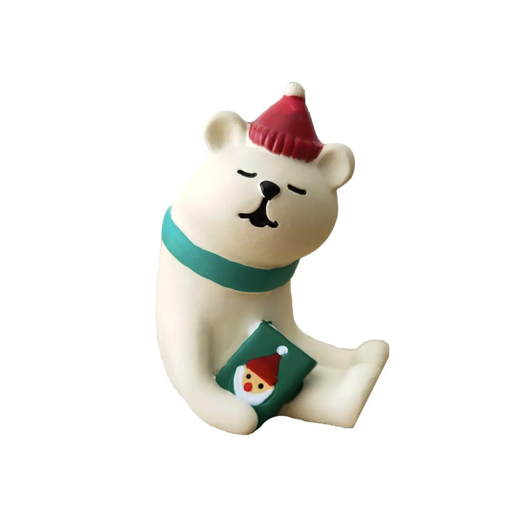 Zakka Japanese Cat Christmas Miniature Scene Props Shooting Office Bookshelf Decoration Collectible Desktop Decorations Gifts