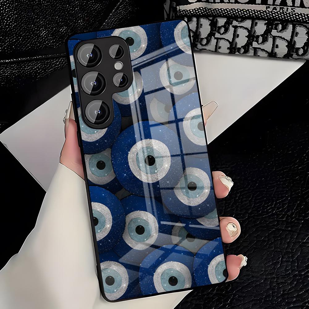 Lucky Blue Evil Eye Phone Case For Samsung S26 S25 Plus S20 S20 Plus S22 Ultra S23 FE S21 Plus S21 Ultra Glass Cover