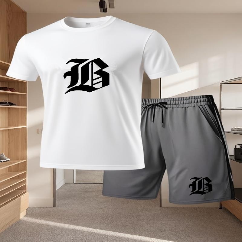 2026 Summer New Men's Casual Set Printed Sportswear Summer Streetwear Outdoor Shorts Set